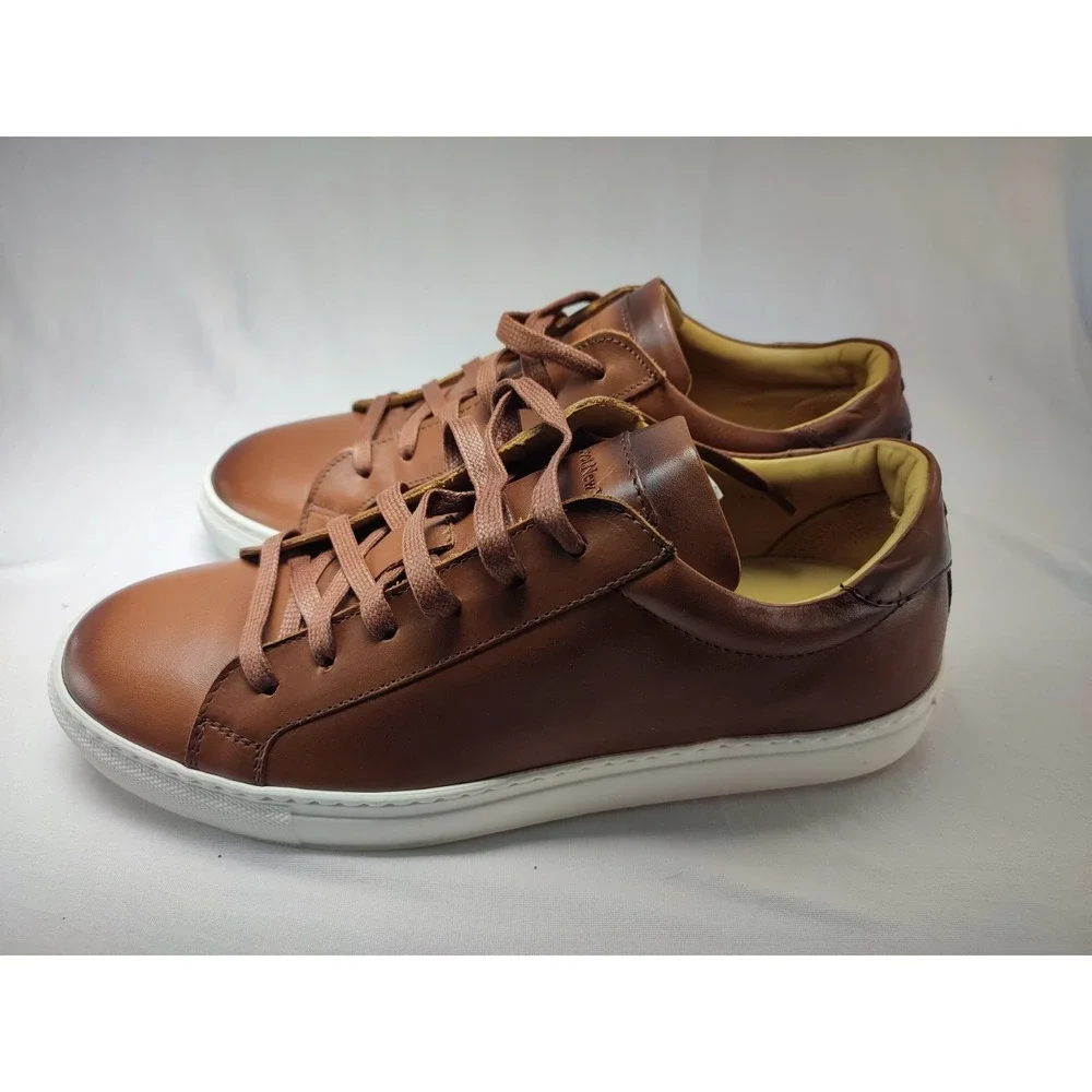 To Boot New York Brendan Cognac Brown Leather Low Top Sneaker Mens US 8